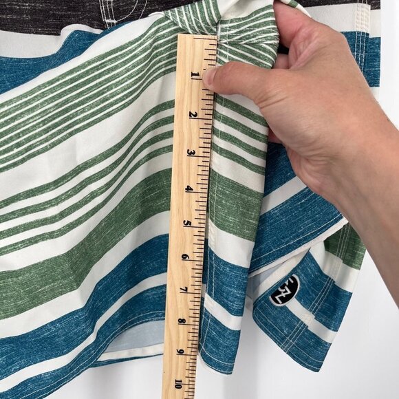 Ezekiel Mens Board Shorts Swim Trunks Size 28 Pocket Striped Blue Green White - Picture 11 of 12